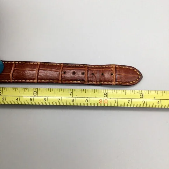 Vtg Rodania Watch Women 32mm Gold Tone Date Brown Leather Band New Battery - Picture 13 of 14